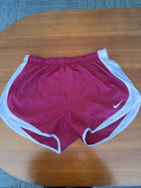 Nike Women's Burgundy Athletic Shorts with White Trim